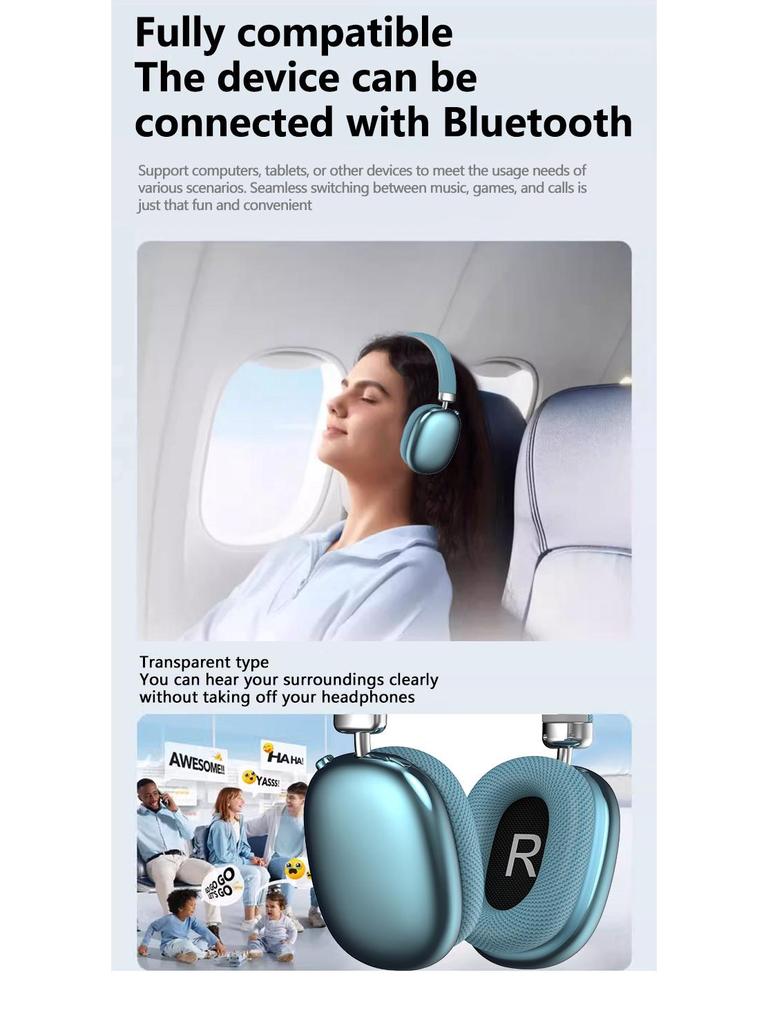 Беспроводные Bluetooth-наушники закрытого типа для ношения поверх уха, с разъемом для карты, совместимые с устройствами Apple