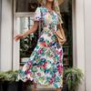 New Summer Casual Vacation Personalized Short-sleeved V-neck Printed Dress