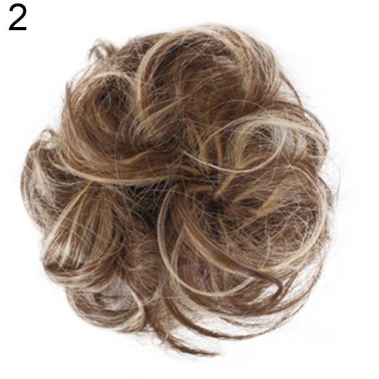 Women Hair Bun Extension Wavy Curly Messy Donut Chignons Wig Hairpiece