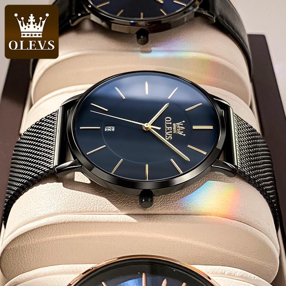 OLEVS 5869 Original Brand Fashion Men's Watch Simplicity Dial Trendy Quartz Watch Waterproof Date Milanese Mesh Belt Wristwatch