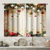 2 шт. Праздничные рождественские шторы с золотыми и красными сосновыми листьями, карманные, полупрозрачные, для гостиной, кухни, спальни