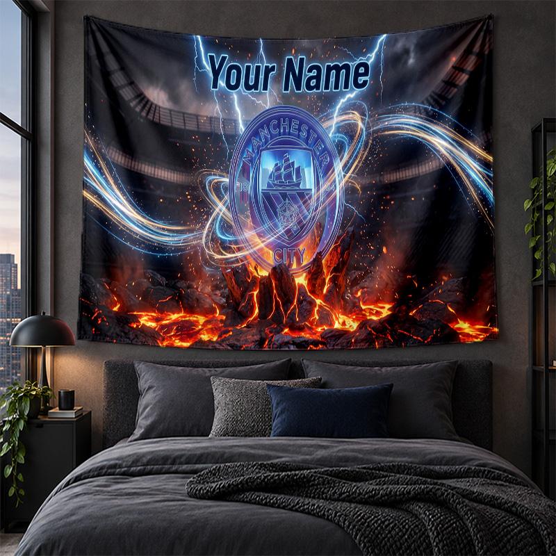 Personalized Tapestry Wall Hanging Manchester City Pattern Art Background Cloth