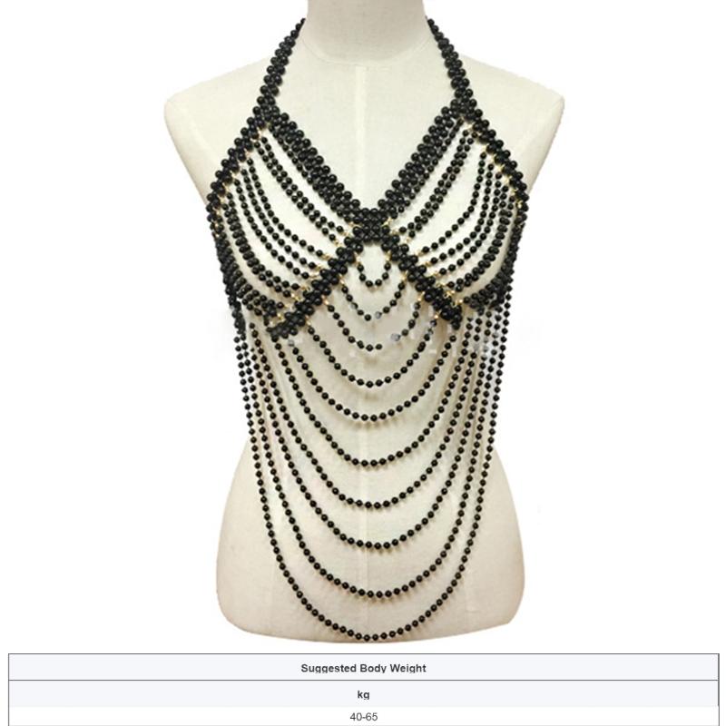 Женское многослойное жемчужное ожерелье-чокер с цепочкой для тела, регулируемое сексуальное бикини, бижутерия для тела, нагрудник для выпускного бала