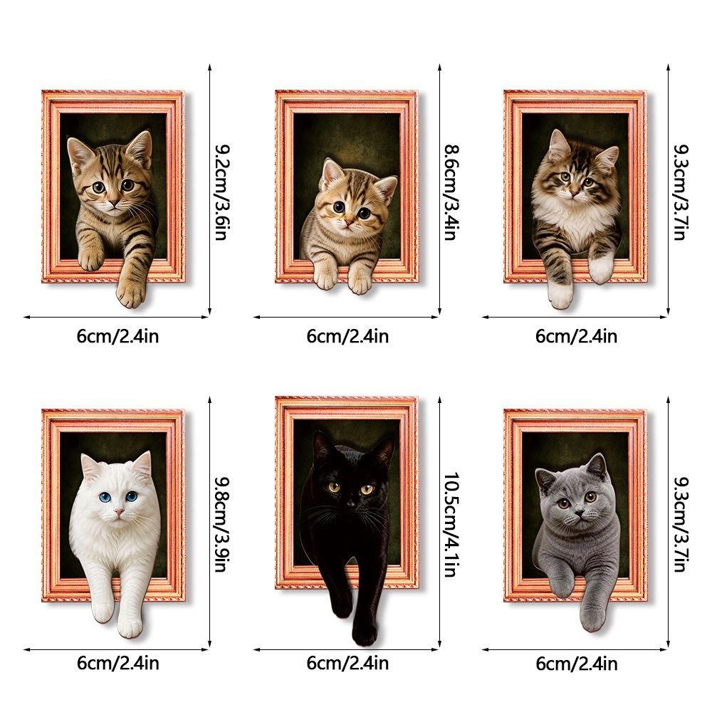 Oil Painting Style Wooden Frame Fridge Magnets 3D Wacky Cat Refrigerator Magnets Home Decoration