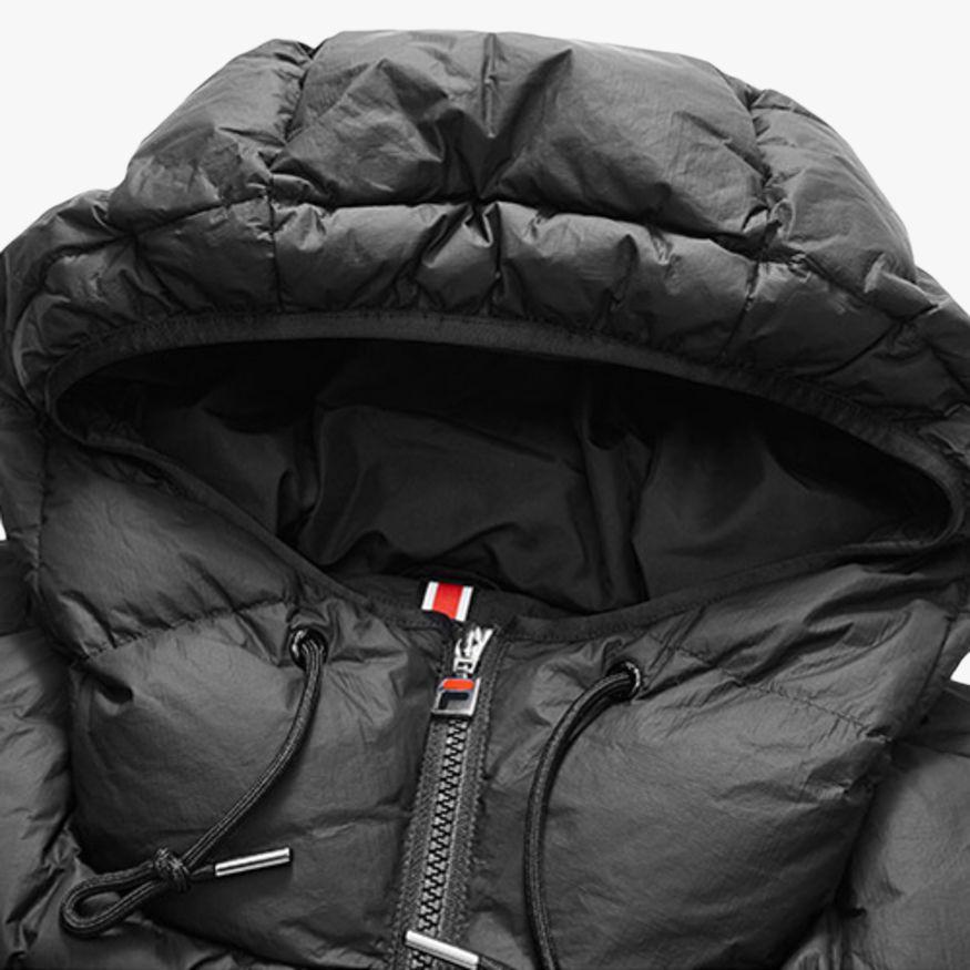 Fila Свободная повседневная теплая пуховая куртка средней длины мужская верхняя одежда глубокого черного цвета F11U048956F-BK