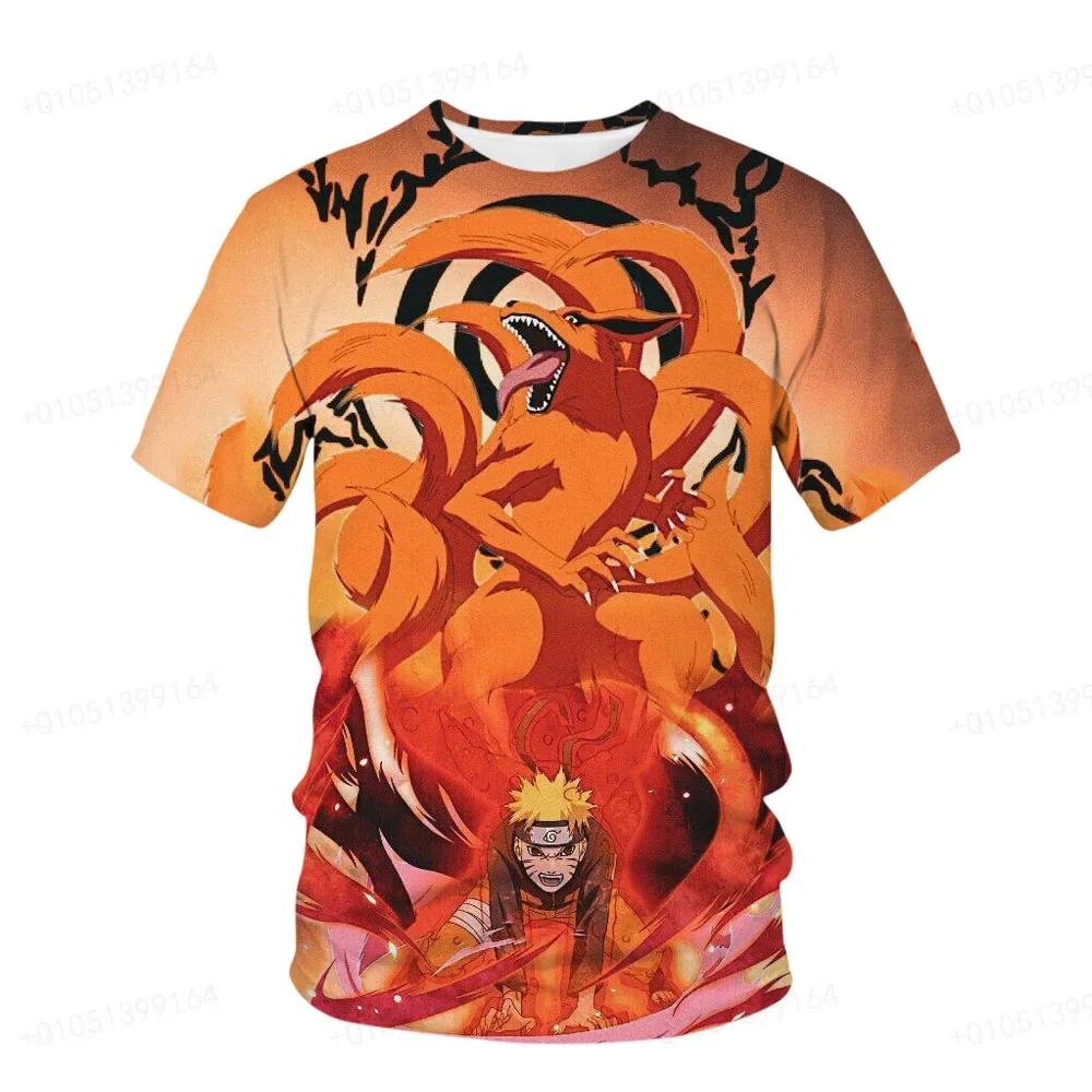 Naruto Breeze Adult Unisex Nine Tailed Demon Fox Kurama Printed T-shirt 3d