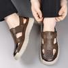 Fashion Men Soft Sole Comfort Sport Sandals Outdoor Light Beach Split Cow Leather Hollow Out Shoes Summer Anti-Slip Casual Men Sandals