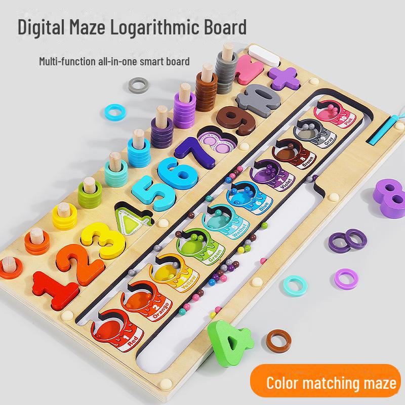 Children's Magnetic Fishing & Building Block Puzzle: Six-in-One Fruit Logarithmic Board & Assembly Set.