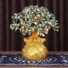 Money Wealth Bag Feng Shui Lucky Tree Natural Green Dongling Jade Crystal Gem Tree Crystal Tree