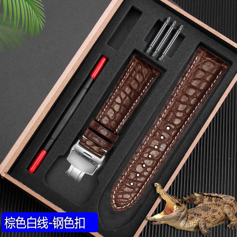 New Crocodile Leather Strap Genuine Alligator Watchband for Omega Longines IWC 20mm 22mm Butterfly Buckle Bracelet Black Brown