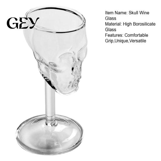 Lead-free Borosilicate Glass Skull Shot Glasses, Creative Gothic Vodka Whiskey Tumbler Goblet, Durable Wine Spirit Cup for Bar Home, Halloween