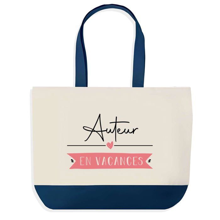 Tote bag - PLANETEE - Auteur en Vacances - fond bleu - coton 40x45 cm - grand format