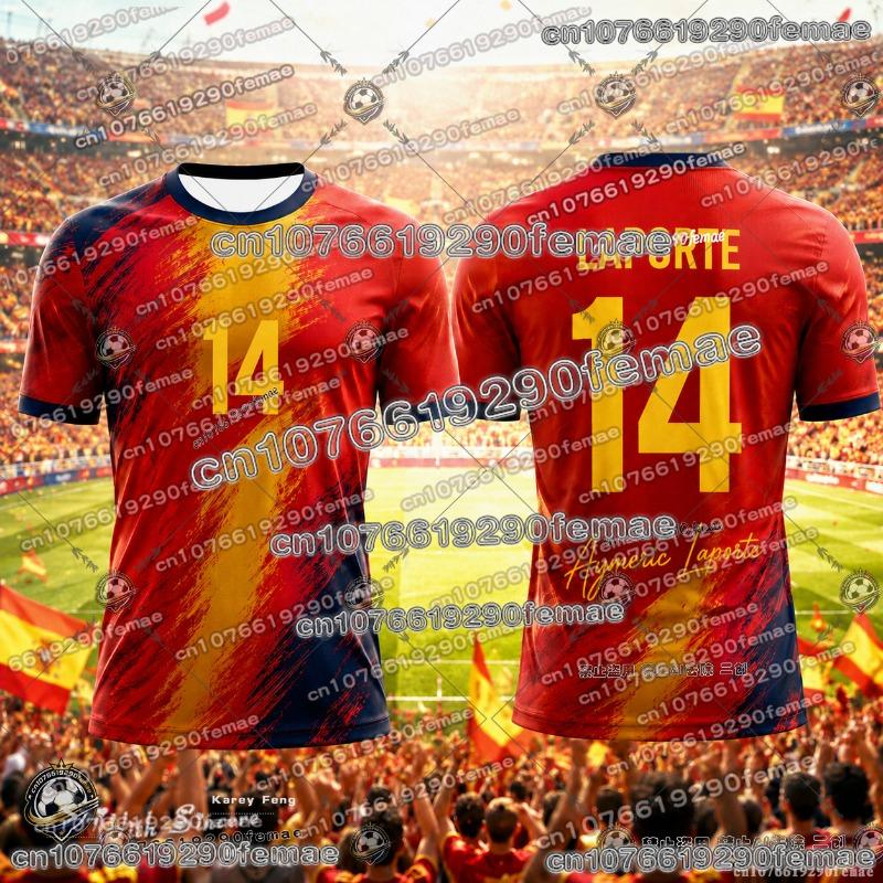 Spanish-style Summer 3D Printed Football Jersey T-shirt Loose and Comfortable Recommended for Sports Wear