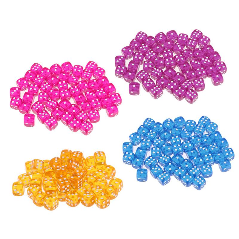 50pcs/Pack High Quality New 12mm Acrylic Transparent D6 Point Dice #12 Round Corner Boutique Dice