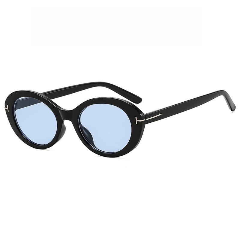 Новые ретро овальные солнцезащитные очки Т-образной формы Женская мода Уличная фотография Тренд Универсальные солнцезащитные очки Uv400 Оттенки Очки