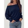 Off Shoulder Asymmetrical Waist Fitted Long Sleeve Knit Casual Women Sweater
