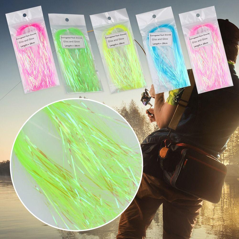 2Pcs Flies Tying Strands Gliss Simulates Fish Scale Corrugated Flash Tinsel Glow