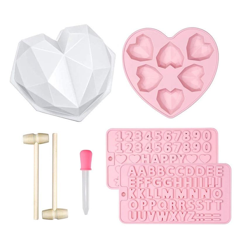 Silicone Mold Set Chocolate Cake Heart Shape Mold Mold Cake Tools Kitchen Materials 7 Pieces | Cake Molds