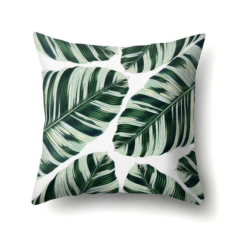 Polyester Pillow Case Nordic Ins Style Plant Flower Print Peach Leather Velvet Cushion Cover Car Waist Cushion Cover