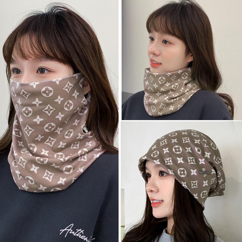 Women's Autumn & Winter Plush Face Mask Neck Protector: Windproof, Warm, and Versatile Scarf Set for Outdoor Cycling