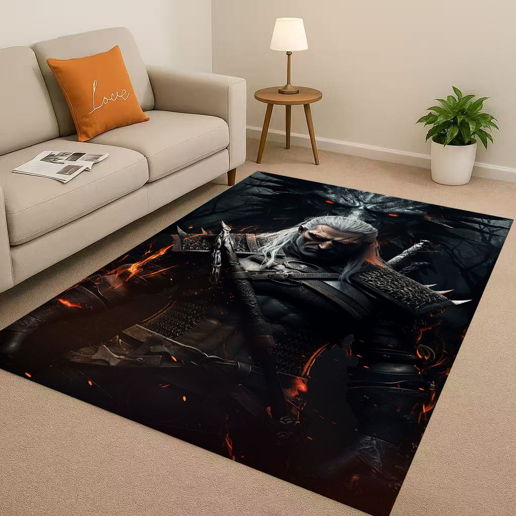 2026 New The W-Witcher Game Geralt Gamer Cartoon Living Room Non-Slip Area Rug Carpet for Bedroom Playroom Sofa,Home Doormat Kid