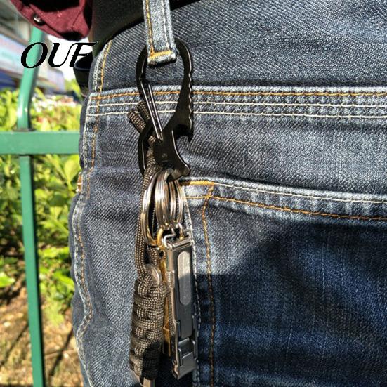 Outdoor Carabiner 2Pcs Multi-Function with Bottle Opener, Screwdriver, Heavy Duty Stainless Keychain Steel Carabiner, EDC Tool for Camping Hiking
