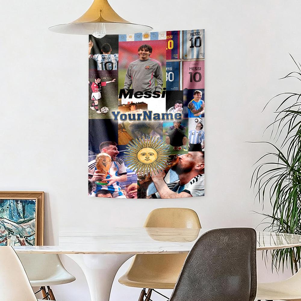 Messi Custom Your Name Wall Decor Tapestry Art For Pet Memorial Birthdaywedding Party Backdrop Family Gift
