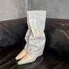 Дизайн Белые Женские Сапоги Мода Острый Носок Кожаные До Колена Женские Ботильоны 2025 Осень Новая Обувь Элегантные Универсальные Боты