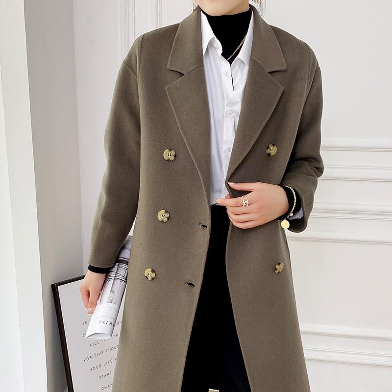 Женское пальто из 100% шерсти TIDENOVEL Осеннее шерстяное длинное пальто Ручной работы Пальто-бушлат Зимняя теплая шерстяная длинная куртка Пальто