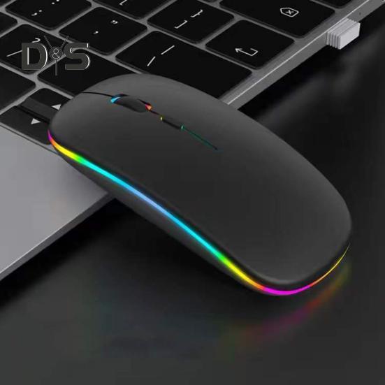 Беспроводная Bluetooth-совместимая мышь, перезаряжаемая мышь для ноутбука со светодиодной подсветкой, мышь с двухрежимным подключением USB 2.4G