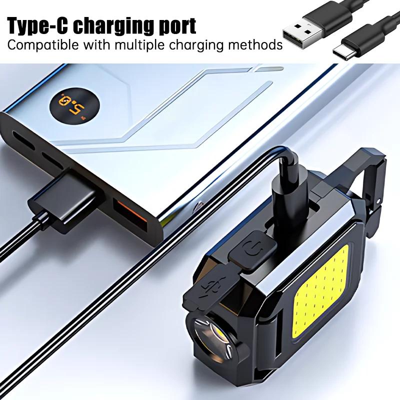 USB Rechargeable LED COB Work Lights Mini LED Handheld Flashlights Waterproof Keychain Emergency Lantern For Outdoor Camping