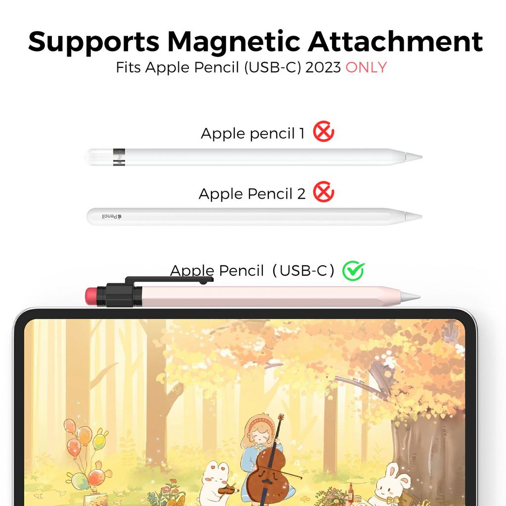 AHASTYLE PT180-3-K Pencil Sleeve with Black Cap/Clip for Apple Pencil 3 Protective Silicone Case Retro Style