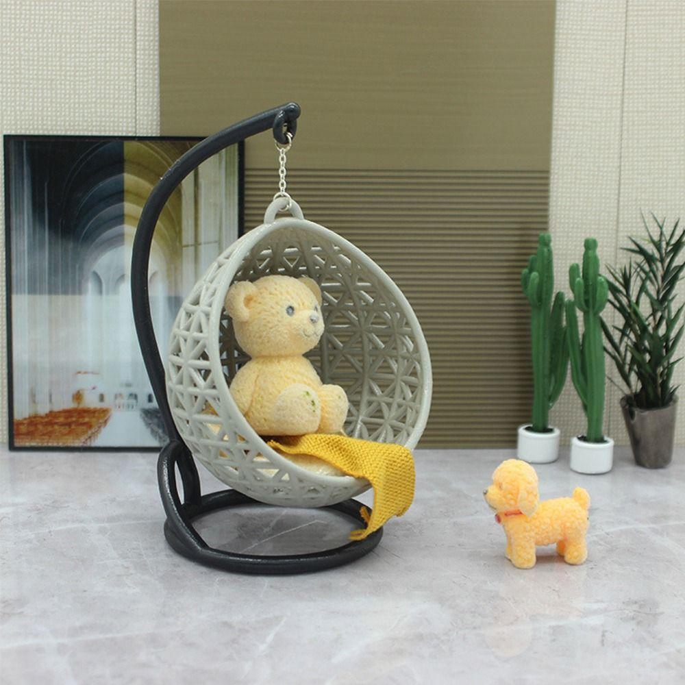 Белая кукольная домик Подвесное кресло-корзина Сцена Модель 1:12/1:20/1:25/1:30 миниатюрных подвесных стульев Фото реквизит Песочный стол Мебель