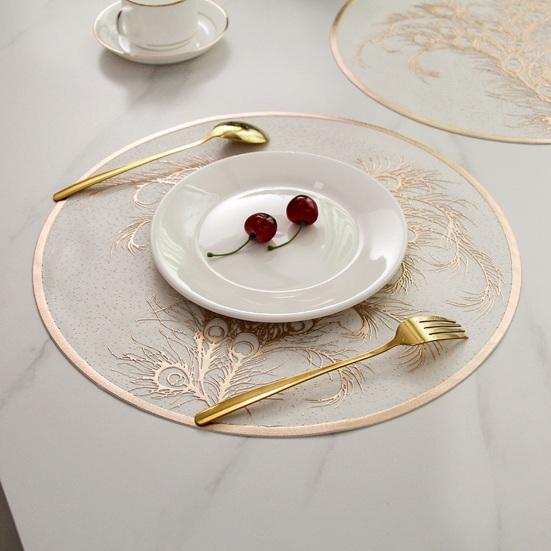 Круглый термостойкий коврик для столовых приборов из золотого ПВХ, защитный коврик для стола, противоожоговые изолированные салфетки для столовых приборов для домашней столовой, свадебной кухни