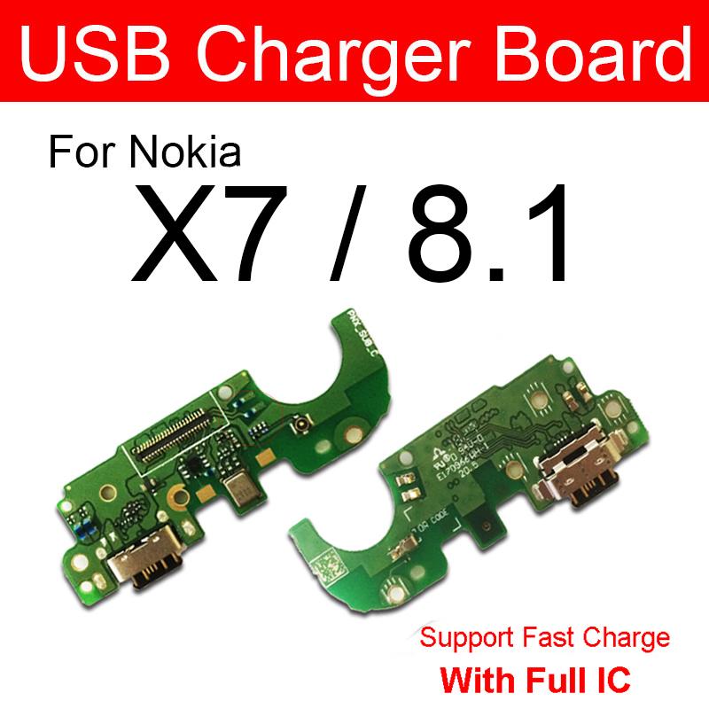USB ChargerJack Plug Board For Nokia 8.1 X7 TA-1131 Charging Port Dock Connector Mic Microphone Flex Cable Board Repair Parts