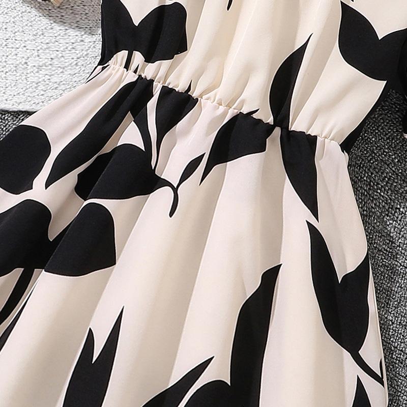 Платья для девочек 7-12 лет, летнее новое длинное платье, темпераментная талия, модная юбка-фонарик с широкими рукавами и широкими качелями