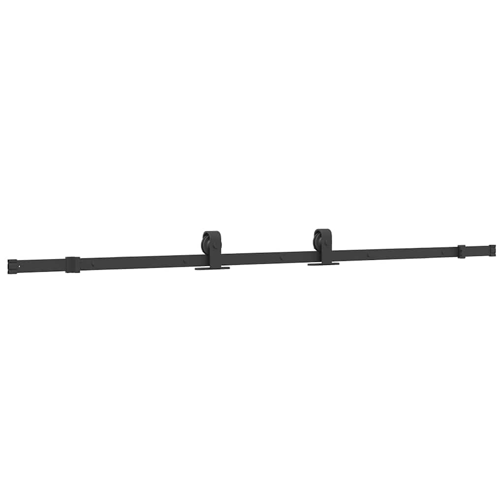 Sliding Door with Fittings Black 76 x 205 cm Tempered Glass