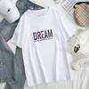 Summer New Letter Printed Dream T Shirt Solid Color Women Oversized Cotton Tees Soft Female Jumper Top