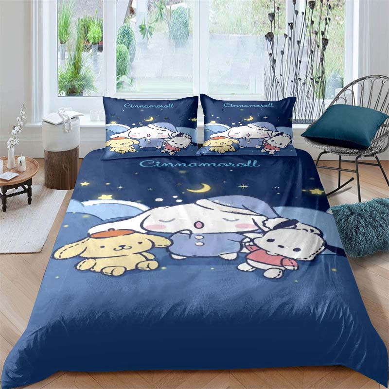 Cinnamoroll patterned soft and comfortable duvet cover, children's bedding set, available in king, large, single and double size
