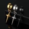 Simple Cross Star Earrings Silver Black Stainless Steel Dangle Earring For Women Men Charms Jewelry Gift