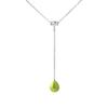 Tie Necklace - - AAA+ Freshwater Cultured Pearl - Tonic Green - 925 Silver - 9-10 Mm