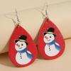 Красное дно Шапка и шарф снеговика на Рождество Кожаные серьги - Уникальный, простой дизайн для женщин