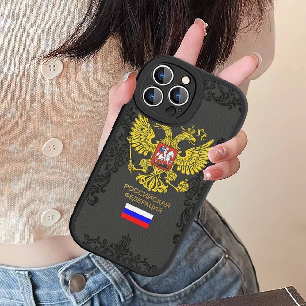 Russia Russian Flags Poccnr Emblem Phone Case For IPhone 16 15 14 13 12 11 Pro Max Plus 16E Soft Leather Cover