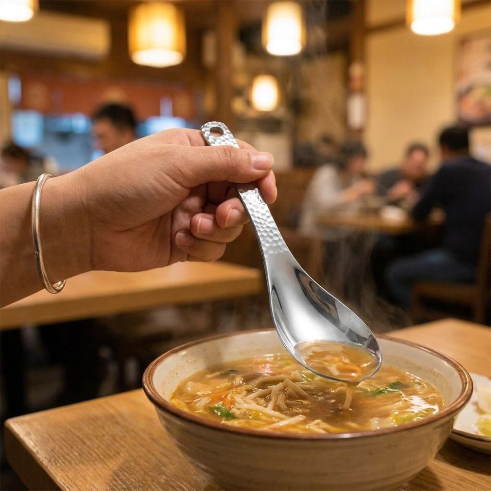 Thickened Soup Spoon with Hanging Hole Dessert Spoon Retro Style Fruit Spoon Restaurant