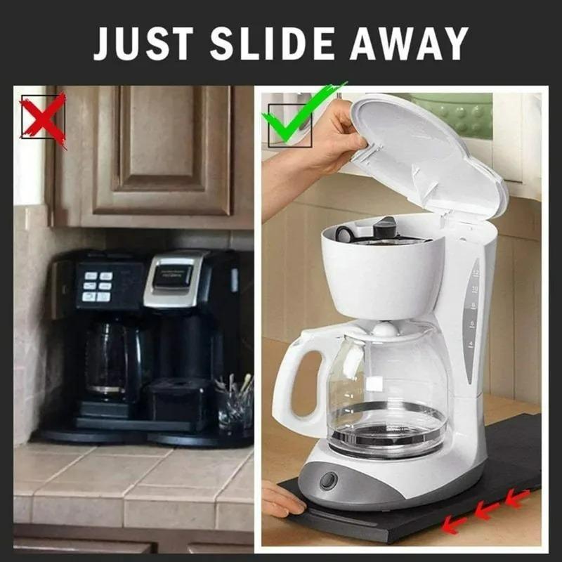 1Pcs Storage Mat Kitchen Sliding Coffee Tray Mat Black Under Cabinet Appliance Coffee Maker Toaster Kitchen Countertop