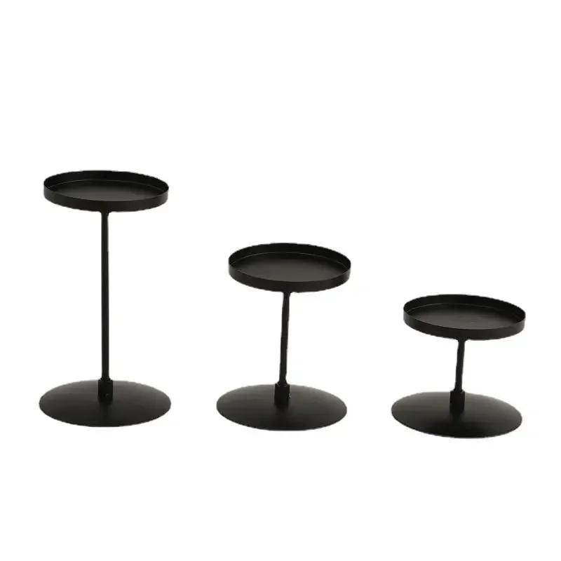 Candlestick Candle Base Candlestick Matte Disc Black Metal Iron Ornaments Wedding Decorations Candelabro Memory Candle Holders
