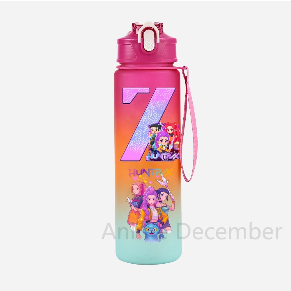 Anime K-Pop Demon Hunters A-Z English Letter Printed Character Water Cup Demon Hunters Large Capacity Outdoor Portable Drinking Bottle for Boy Girl