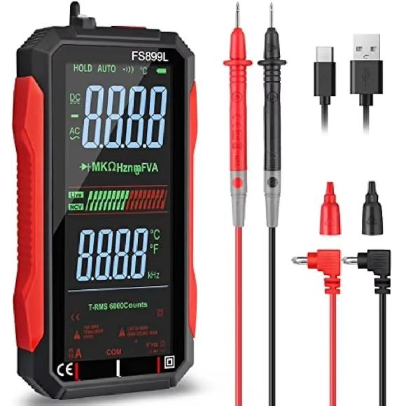 Смарт цифровой мультиметр True RMS 6000 отсчетов 4,8" большой экран автодиапазон емкость Ом Гц диод проверка под напряжением USB инструменты для ремонта