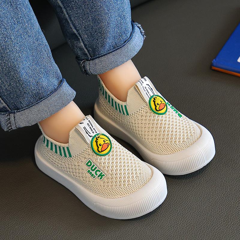 Spring and Autumn Children's Breathable Mesh Shoes, Non-Slip Fly-Knit Shoes, Soft-Soled Baby Shoes, Slip-On Casual Shoes