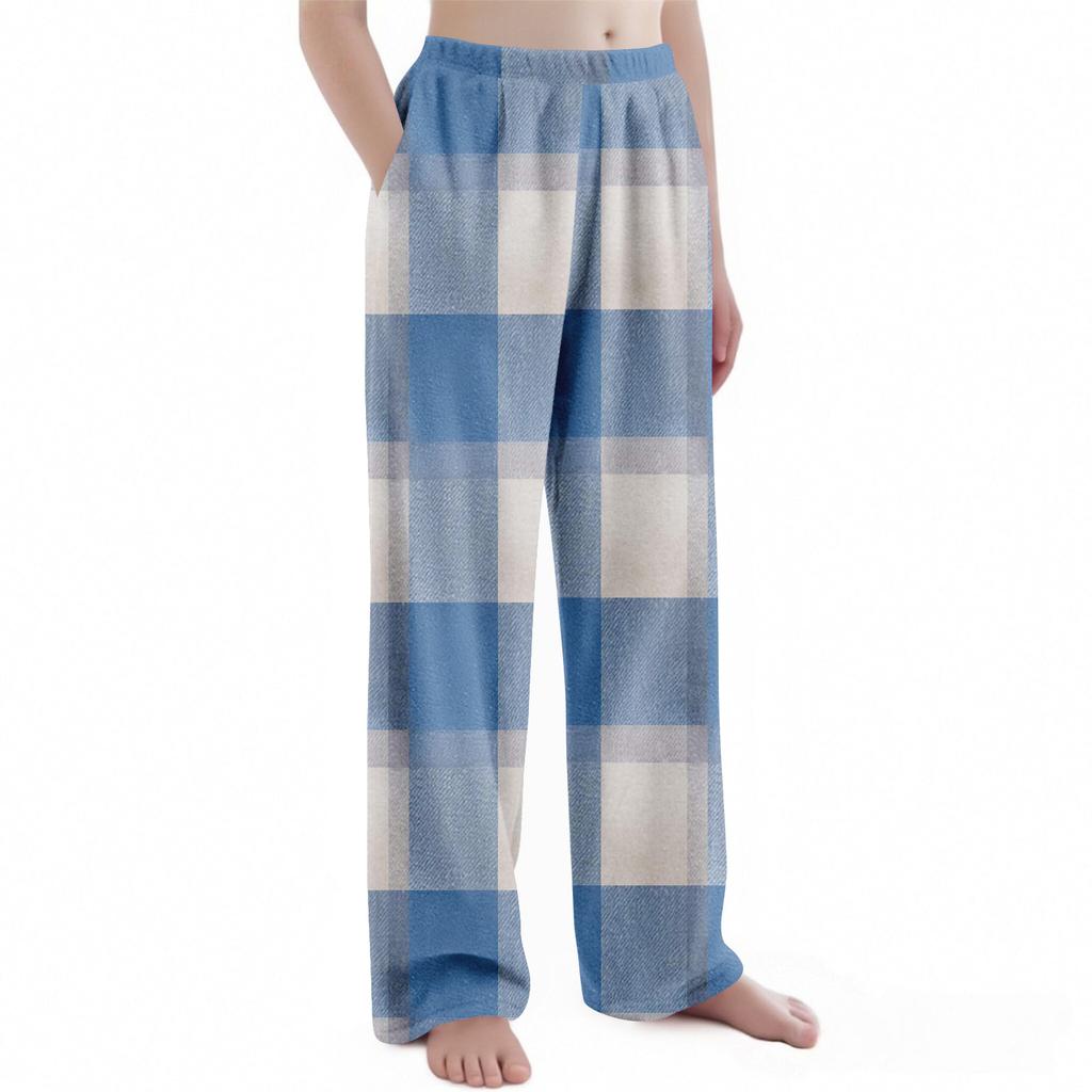 Детские рождественские брюки с клетчатым принтом, плюшевые повседневные брюки